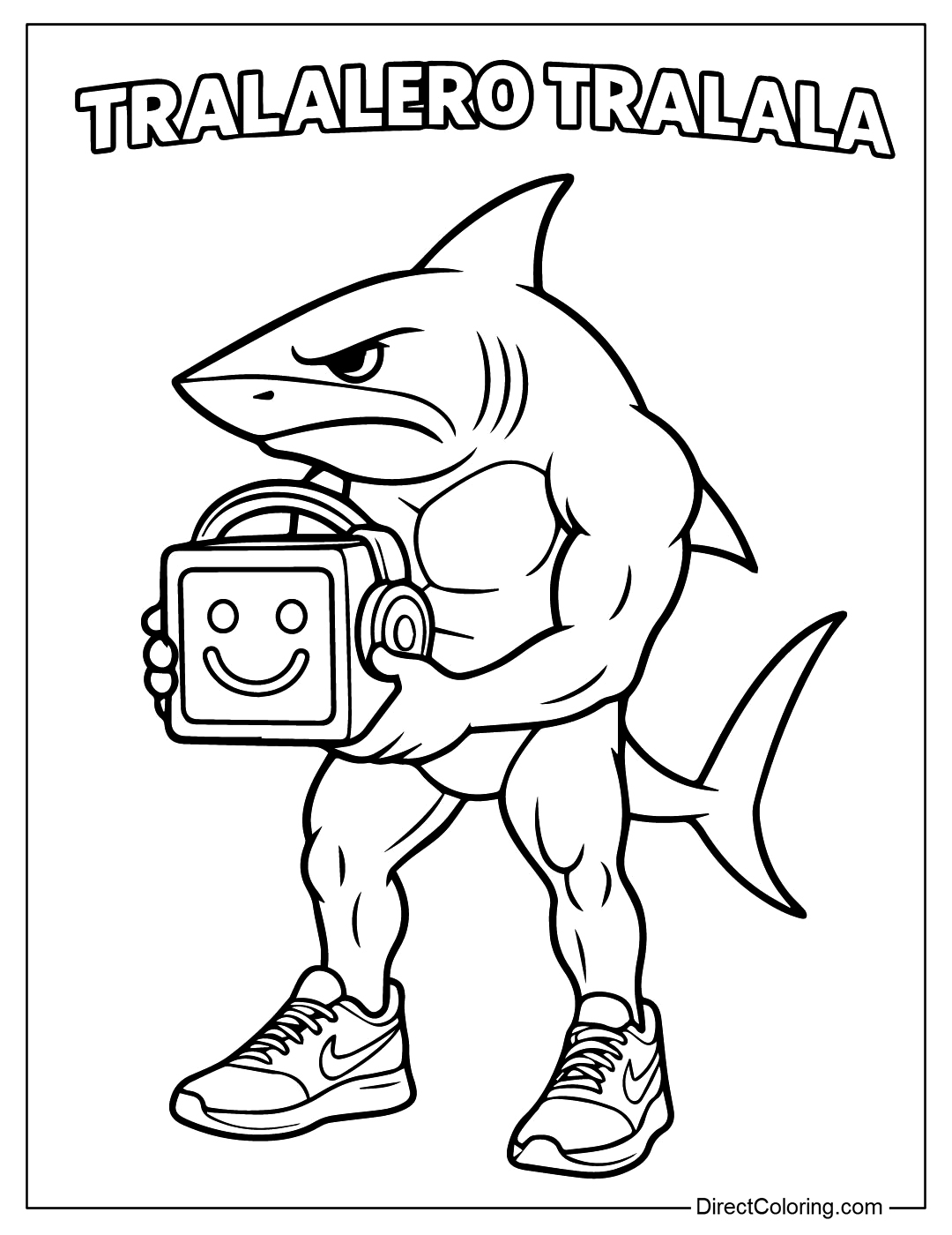 Tralalero Tralala Muscle Coloring Page